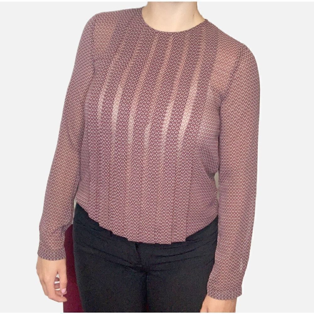 Seidensticker Blouse Women’s Long Sleeve Maroon Pleated Front Top Size 34 Small - Picture 10 of 12